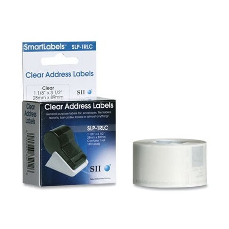 Seiko Instruments Seiko, SELF-ADHESIVE ADDRESS LABELS, 1.12in X 3.5in, CLEAR, 260PK SLP2RLC